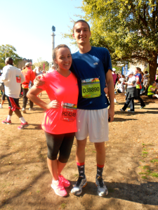 Whew! I may be looking rough, but John and I were feeling pretty good after our first 10k! 