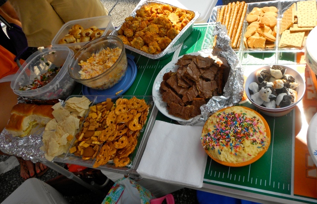 Our delightful spread! My contributions: white chocolate dipped pretzel rods, pretzel crisps (for pimento cheese I knew would be there), cake batter dip, and graham crackers and Nilla Wafers for said dip! 