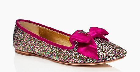 Goodness gracious, these Kate Spades are something else! Colorful, sparkly, and topped with a big pink bow, these are basically my spirit-shoes, but let's be honest: these are not meant for the real world. In an alternate universe where I had plenty of play money to throw around, I'd buy these sassy, $238 flats. 